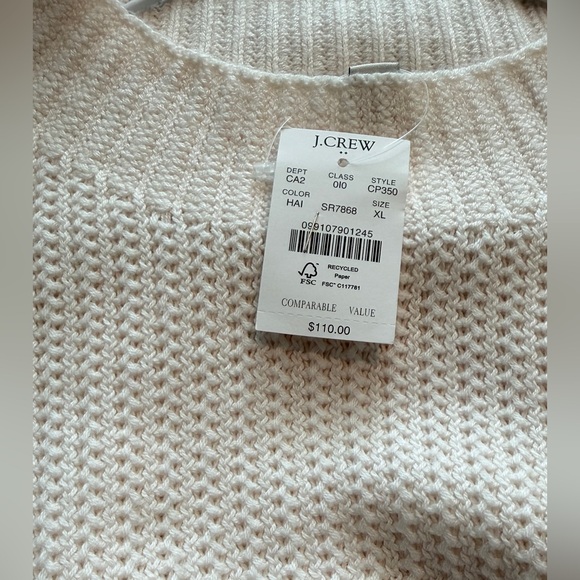 J.Crew NWT Ribbed Mock Neck Sweater XL - Beige Oatmeal Chunky Knit Cropped Relax - Picture 4 of 5
